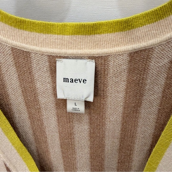 Anthropologie Maeve Slouchy Striped Sleeveless Top with Yellow Trim - Picture 4 of 5